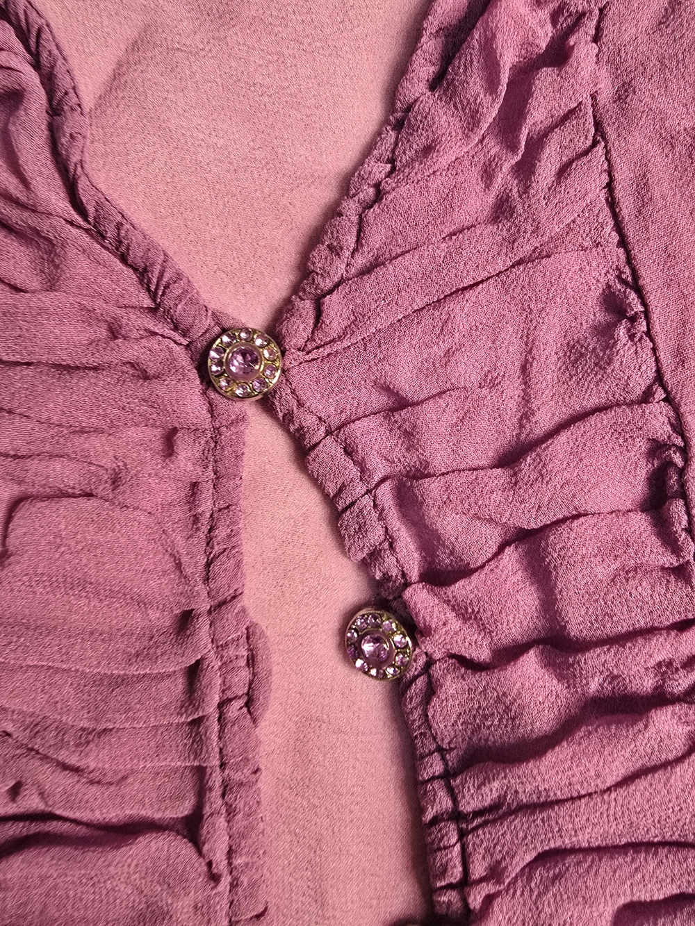 Purple Ruffle-Front Women's Blouse - Picture 6 of 6